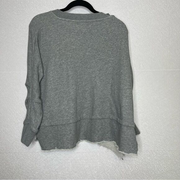 Vintage Havana Snap Sleeve Raw Hem Sweatshirt Gray S - Picture 5 of 5